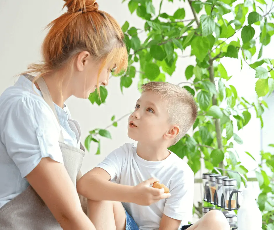 Mother practicing active listening with her strong-willed child