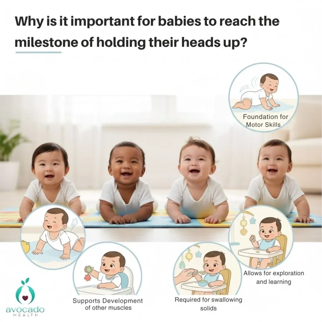 Why is it important for babies to reach the milestone of holding their heads up