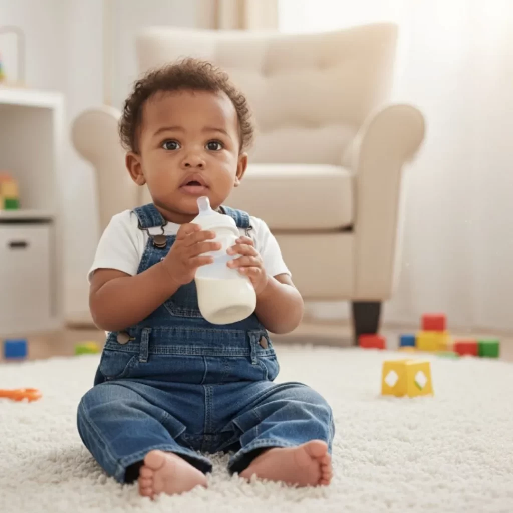 when do babies start holding their own bottle and feeding themselves