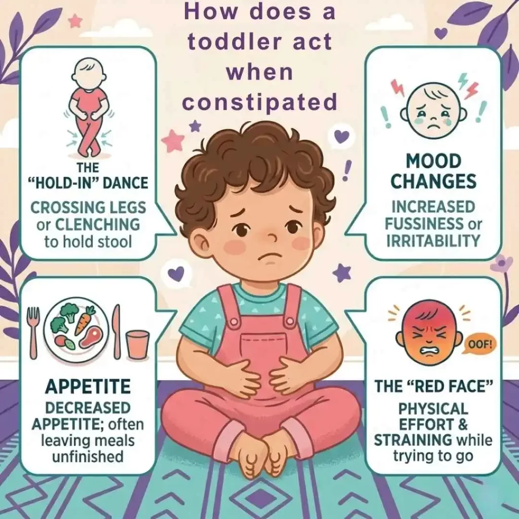 how does a toddler act when constipated